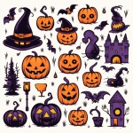 Halloween Icon Symbols Pattern