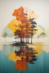 Autumn Tree Reflection Art