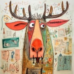 Funny Christmas Moose Art