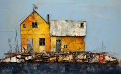 Yellow Abandoned Harbor House art