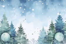 Watercolor Christmas Forest Art