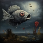 Surrealistické umění modré ryby
