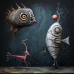 Surrealistické umění modré ryby