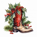 Christmas Cowboy Boots Art