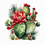 Christmas Cactus Holiday Art