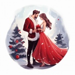 Arte romantica delle coppie di Natale
