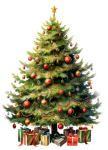 Vintage Christmas tree decorated