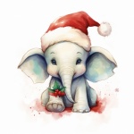 Christmas Baby Elephant Art
