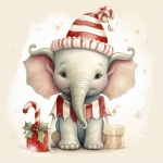 Christmas Baby Elephant Art