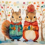 Autumn Squirrels Art