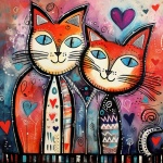 Arte della coppia di gatti di San Valent