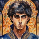 Iranian teenager drawn watercolor