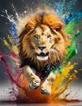 Lion, Predator, Art With Paint
