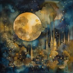 Night landscape painting