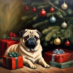 Pug Vintage Christmas Card