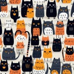 Seamless Cats Background Pattern