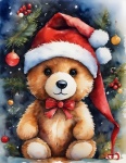 Teddy mackó karácsonyi illusztráció