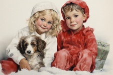 Vintage Children And Puppy
