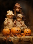 Artă de Halloween de familie de epocă