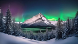 Peisaj de iarnă Aurora Borealis