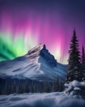 Peisaj de iarnă Aurora Borealis