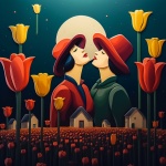 Women in Tulip Field