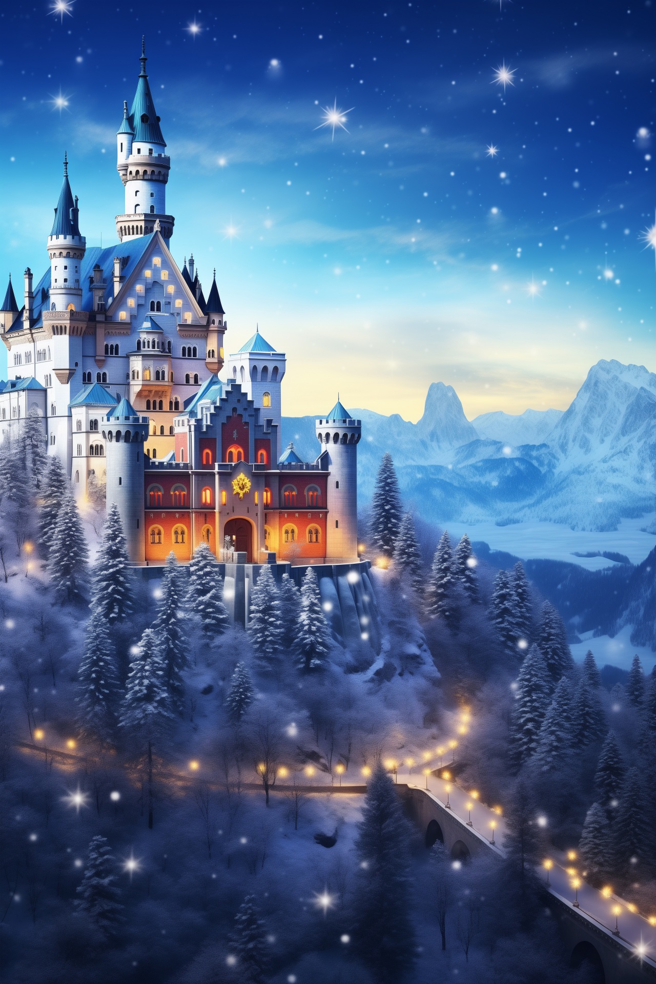 Castle At Christmas Free Stock Photo - Public Domain Pictures