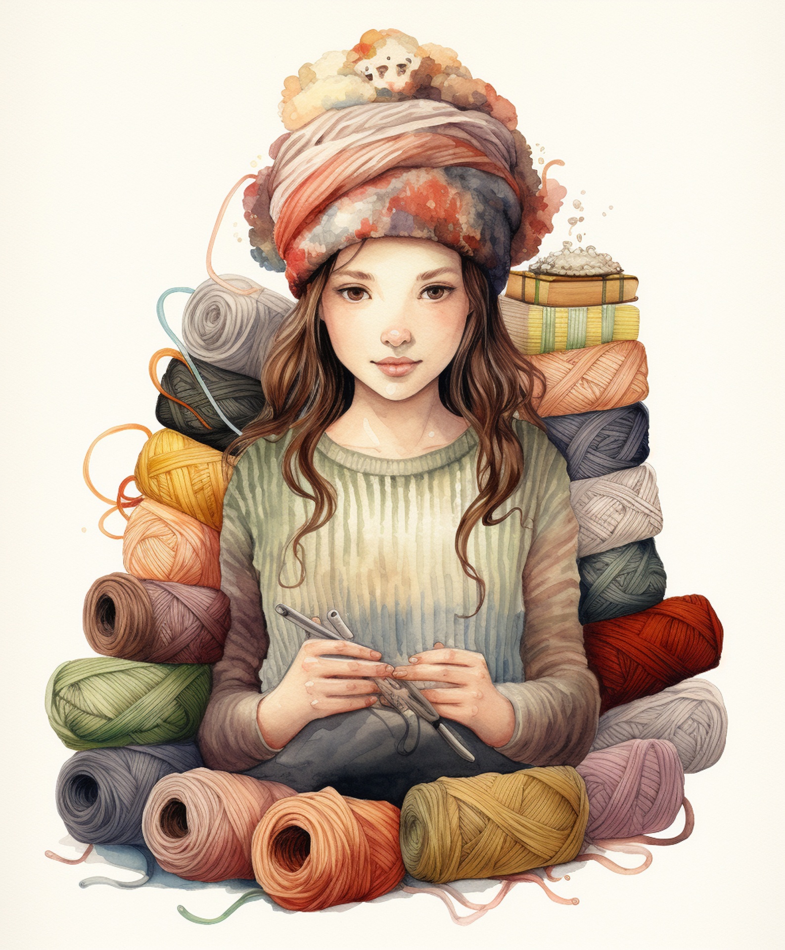 Knitting Girl Art Free Stock Photo - Public Domain Pictures
