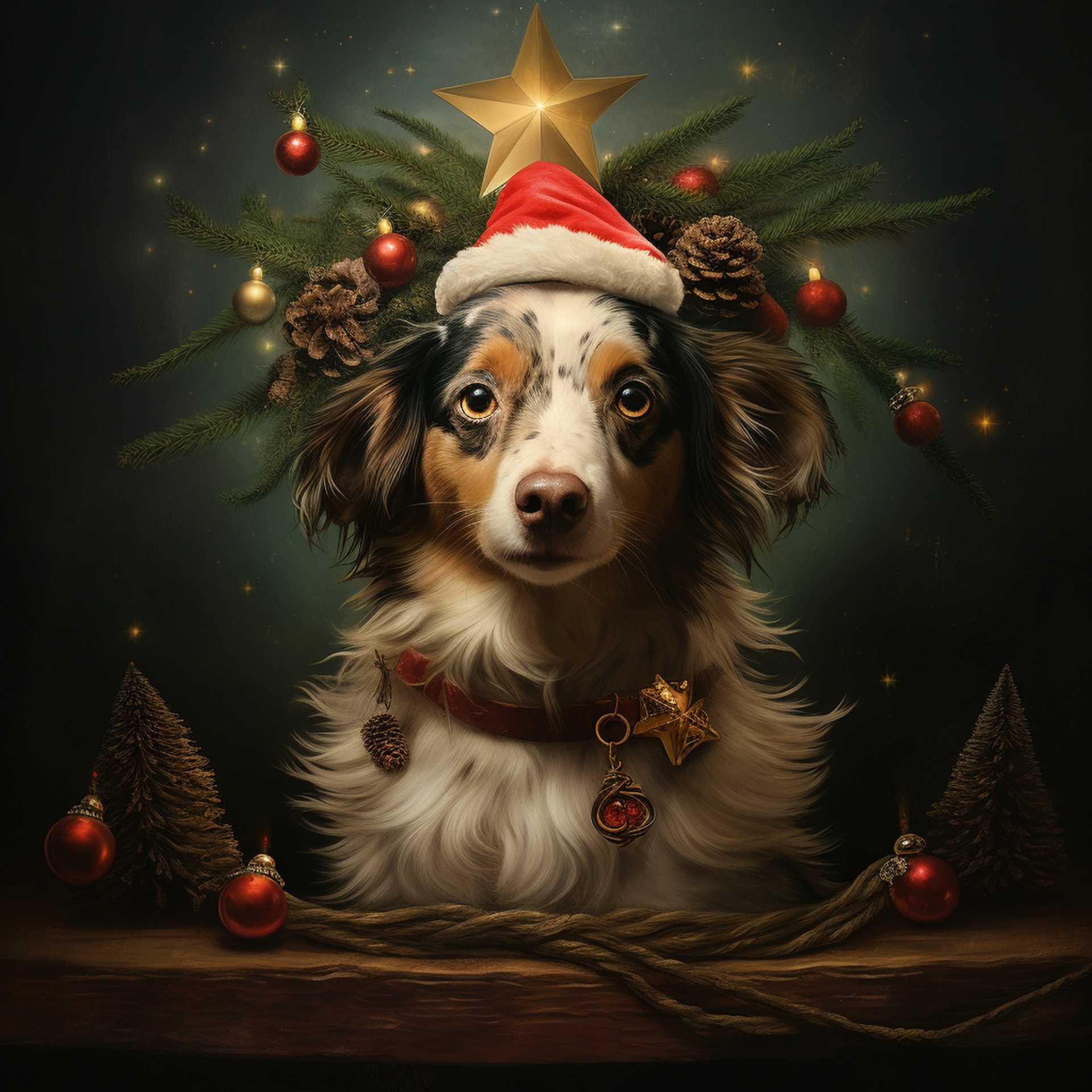 Funny Christmas Dog Art Free Stock Photo - Public Domain Pictures