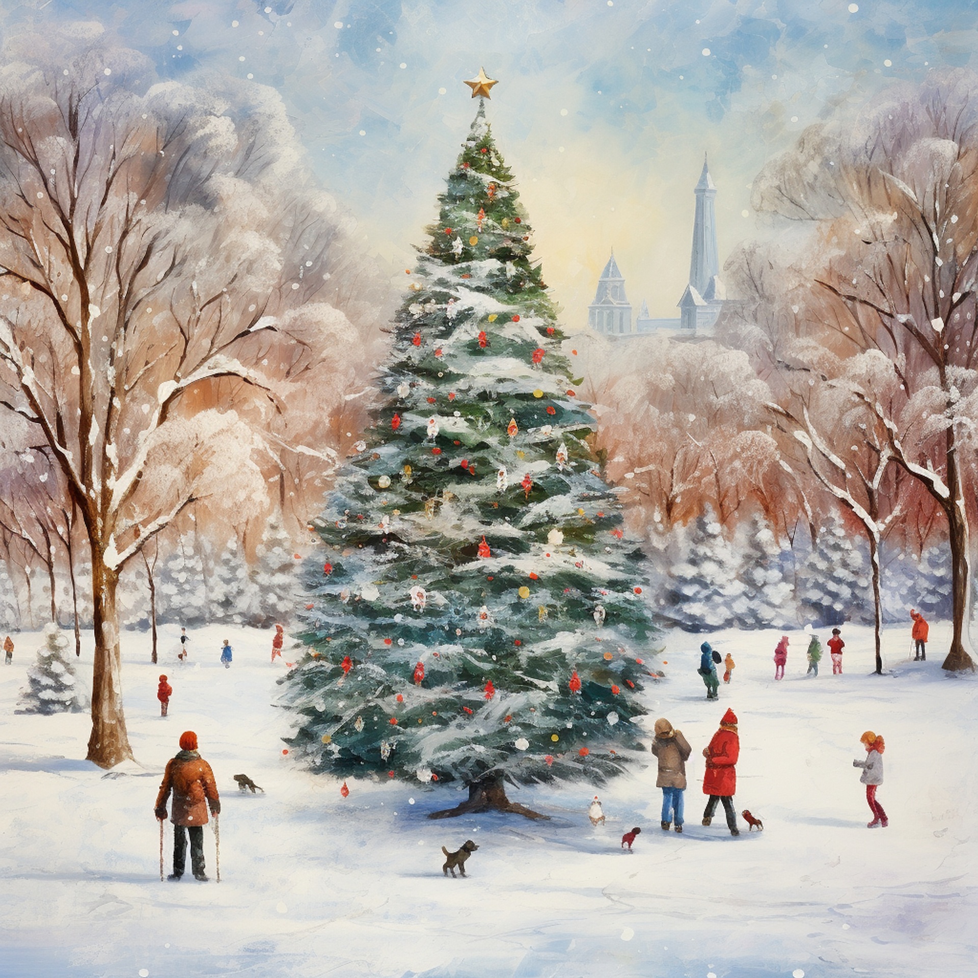 Christmas Winter Park Landscape Art Free Stock Photo - Public Domain ...