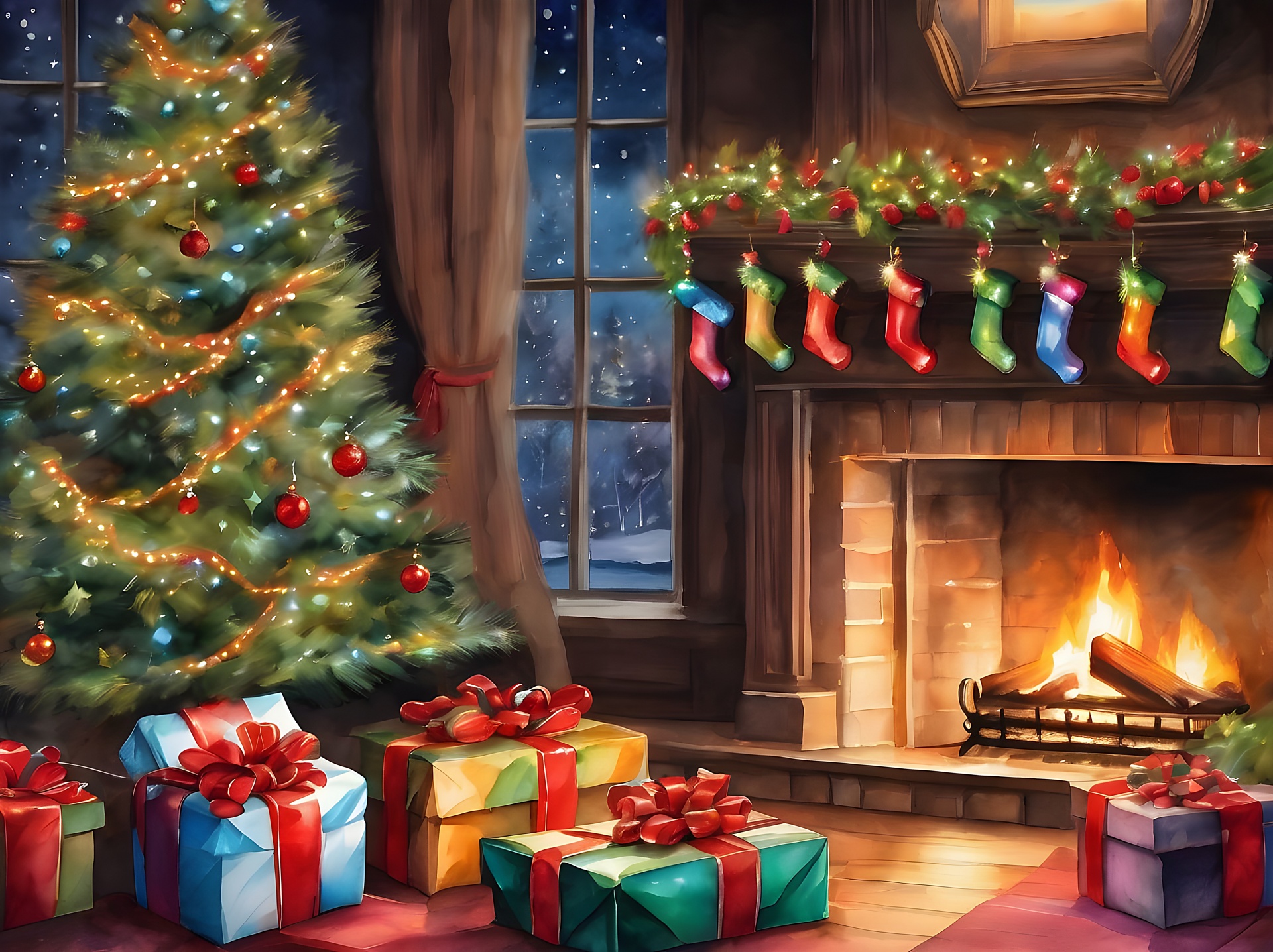 Christmas Gifts Fireplace Free Stock Photo - Public Domain Pictures