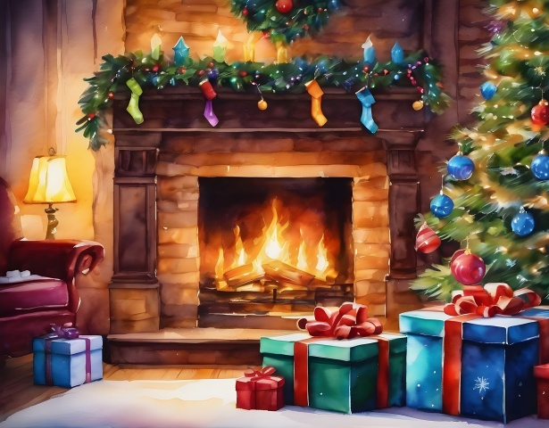 Fireplace Christmas Background Free Stock Photo - Public Domain Pictures