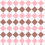 Brown, pink white argyle pattern