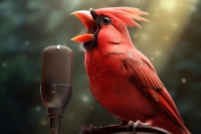 Pássaro Cardeal e Microfone