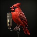Pássaro Cardeal e Microfone