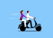 Coppia in sella a uno scooter