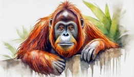 Dier, Sumatran Orangutan, tekening