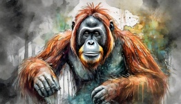 Dier, Sumatran Orangutan, tekening