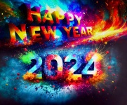 Frohes neues Jahr, 2024, Grußkarte