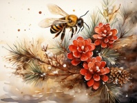 Fundal artistic de Crăciun albinelor
