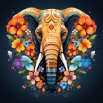 Illustrated Elelphant Flower Art