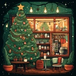 Christmas Coffee Shop Art