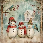 Vintage Christmas Snowman Art