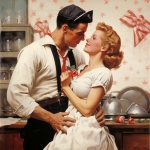 1940 arte retro de pareja de San Valentí