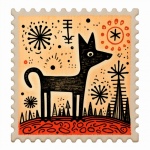 Cartoon Dog Postal Stamp
