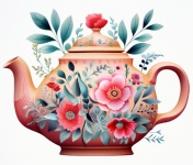 Vintage Floral Teapot Art