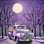 Purple Christmas Truck Art