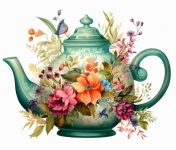 Vintage Fforal Teapot Art Print