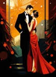 New Year Flapper woman and date art
