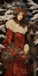 Winter Woman With Wolf Art